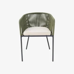 Pair of garden armchairs with rope and galvanised steel