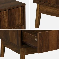 Pair of grooved bedside tables with wooden effect