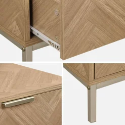 Pair of herringbone bedside tables with 2 drawers