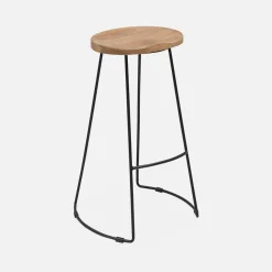 Pair of industrial metal and wooden bar stools