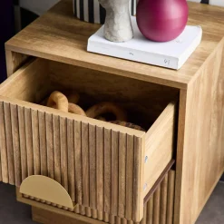 Pair of mango wooden effect 2-drawer bedside tables