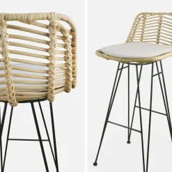 Pair of rattan bar stools 75cm