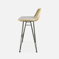 Pair of rattan bar stools 75cm