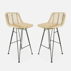 Pair of rattan bar stools 67cm