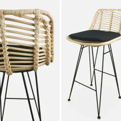 Pair of rattan bar stools 67cm