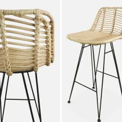 Pair of rattan bar stools 67cm
