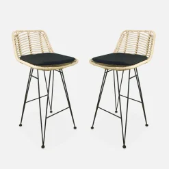 Pair of rattan bar stools 67cm