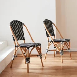 Pair of rattan bistro chairs and polyrattan