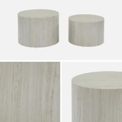 Pair of round marble-effect nesting coffee tables
