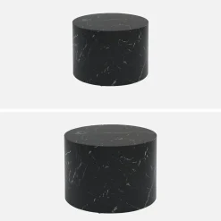 Pair of round marble-effect nesting coffee tables