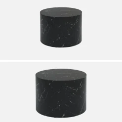 Pair of round marble-effect nesting coffee tables