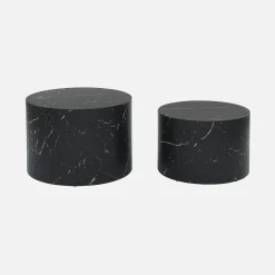 Pair of round marble-effect nesting coffee tables
