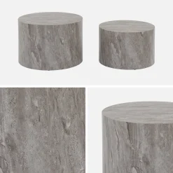 Pair of round marble-effect nesting coffee tables