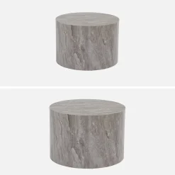 Pair of round marble-effect nesting coffee tables