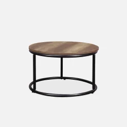 Pair of round nesting coffee tables in wood effect