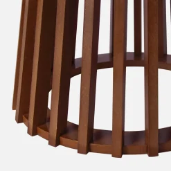 Pair of round wooden-effect coffee tables, 40cm and 60cm