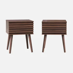 Pair of scandi-style bedside tables with grooved wood effect
