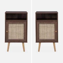 Pair of scandi-style bedside tables with cupboard