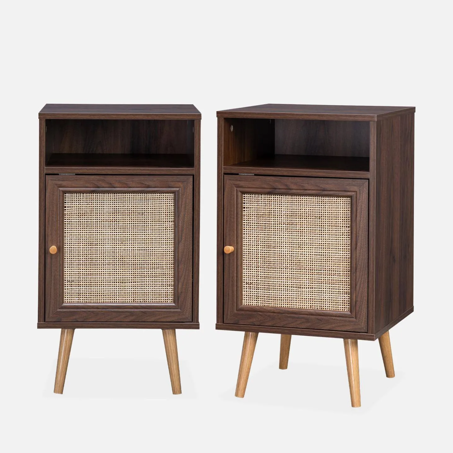 Pair of scandi-style bedside tables with cupboard