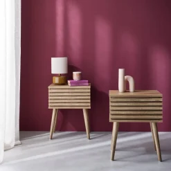 Pair of scandi-style bedside tables with grooved wood effect