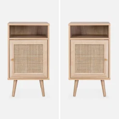 Pair of scandi-style bedside tables with cupboard