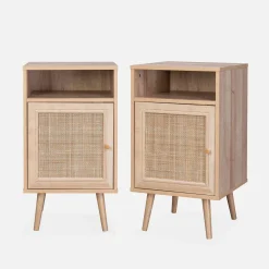 Pair of scandi-style bedside tables with cupboard