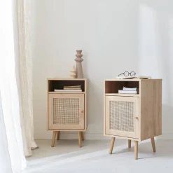 Pair of scandi-style bedside tables with cupboard
