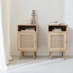 Pair of scandi-style bedside tables with cupboard