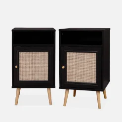 Pair of scandi-style bedside tables with cupboard