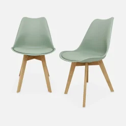 Pair of  Scandi-style dining chairs with wooden legs
