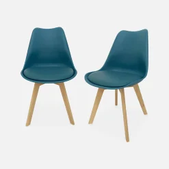 Pair of  Scandi-style dining chairs with wooden legs