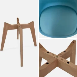 Pair of  Scandi-style dining chairs with wooden legs