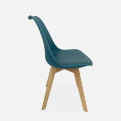 Pair of Scandi-style dining chairs with wooden legs
