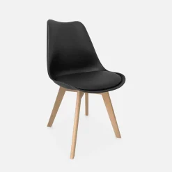 Pair of  Scandi-style dining chairs with wooden legs