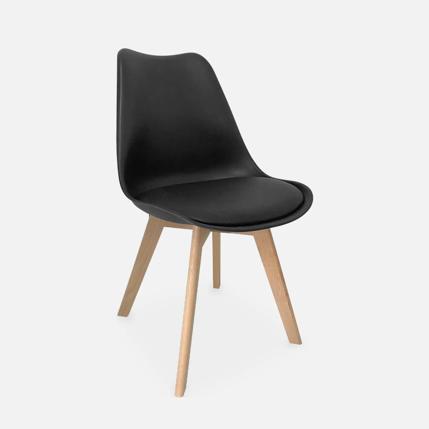 Pair of Scandi-style dining chairs with wooden legs