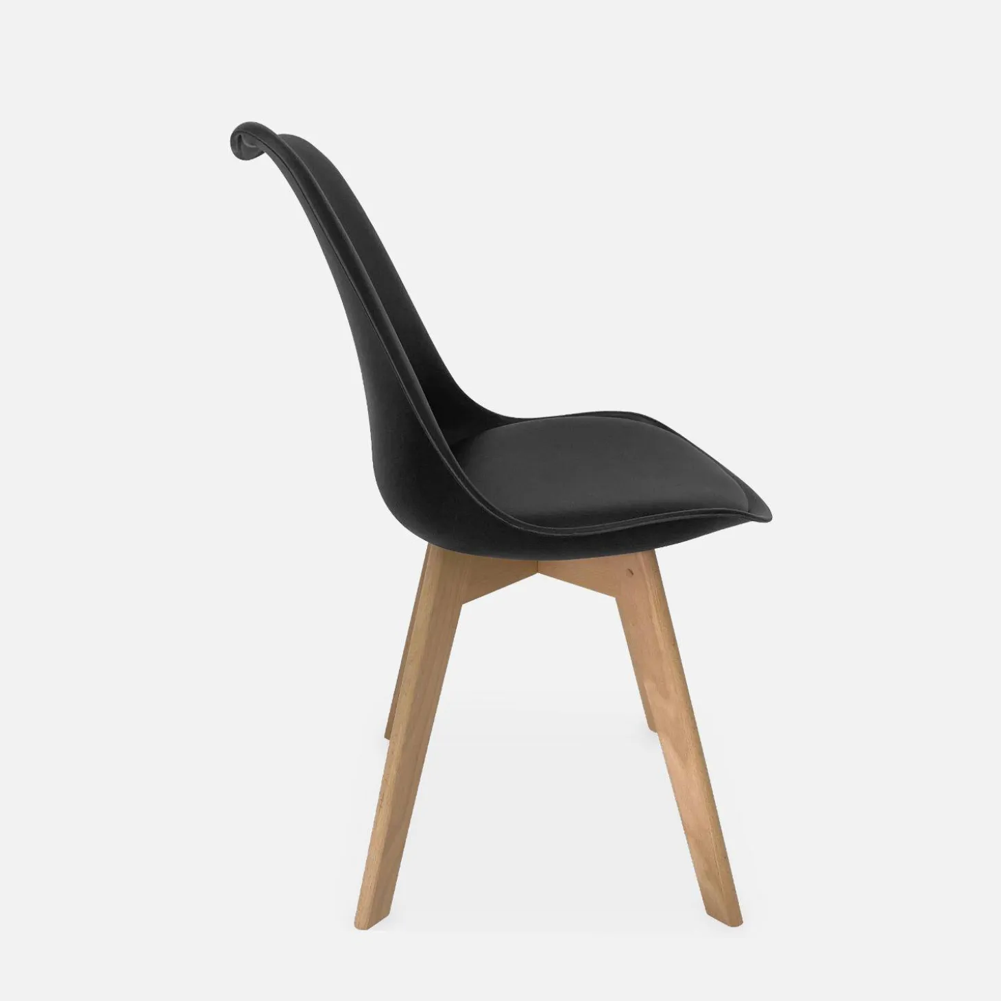 Pair of Scandi-style dining chairs with wooden legs
