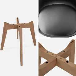 Pair of Scandi-style dining chairs with wooden legs