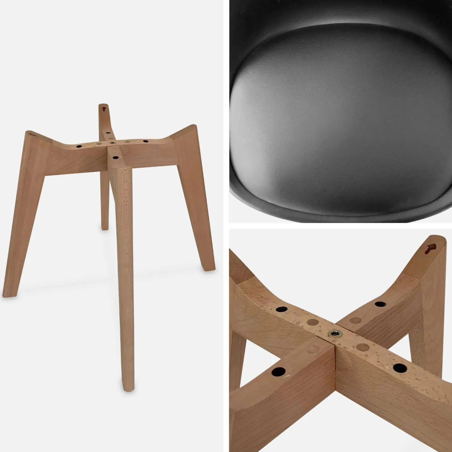 Pair of Scandi-style dining chairs with wooden legs