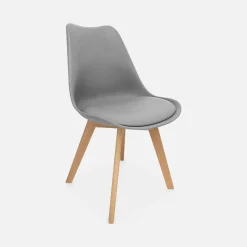Pair of  Scandi-style dining chairs with wooden legs