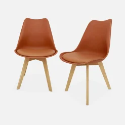 Pair of  Scandi-style dining chairs with wooden legs
