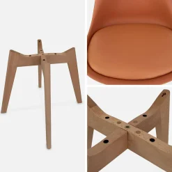 Pair of  Scandi-style dining chairs with wooden legs