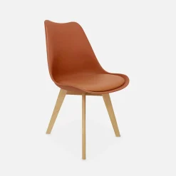 Pair of  Scandi-style dining chairs with wooden legs