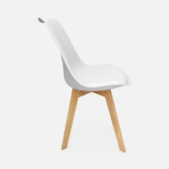 Pair of  Scandi-style dining chairs with wooden legs