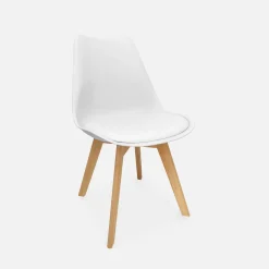 Pair of  Scandi-style dining chairs with wooden legs
