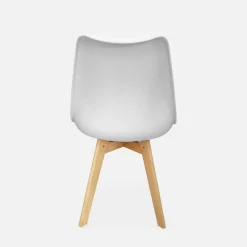 Pair of  Scandi-style dining chairs with wooden legs