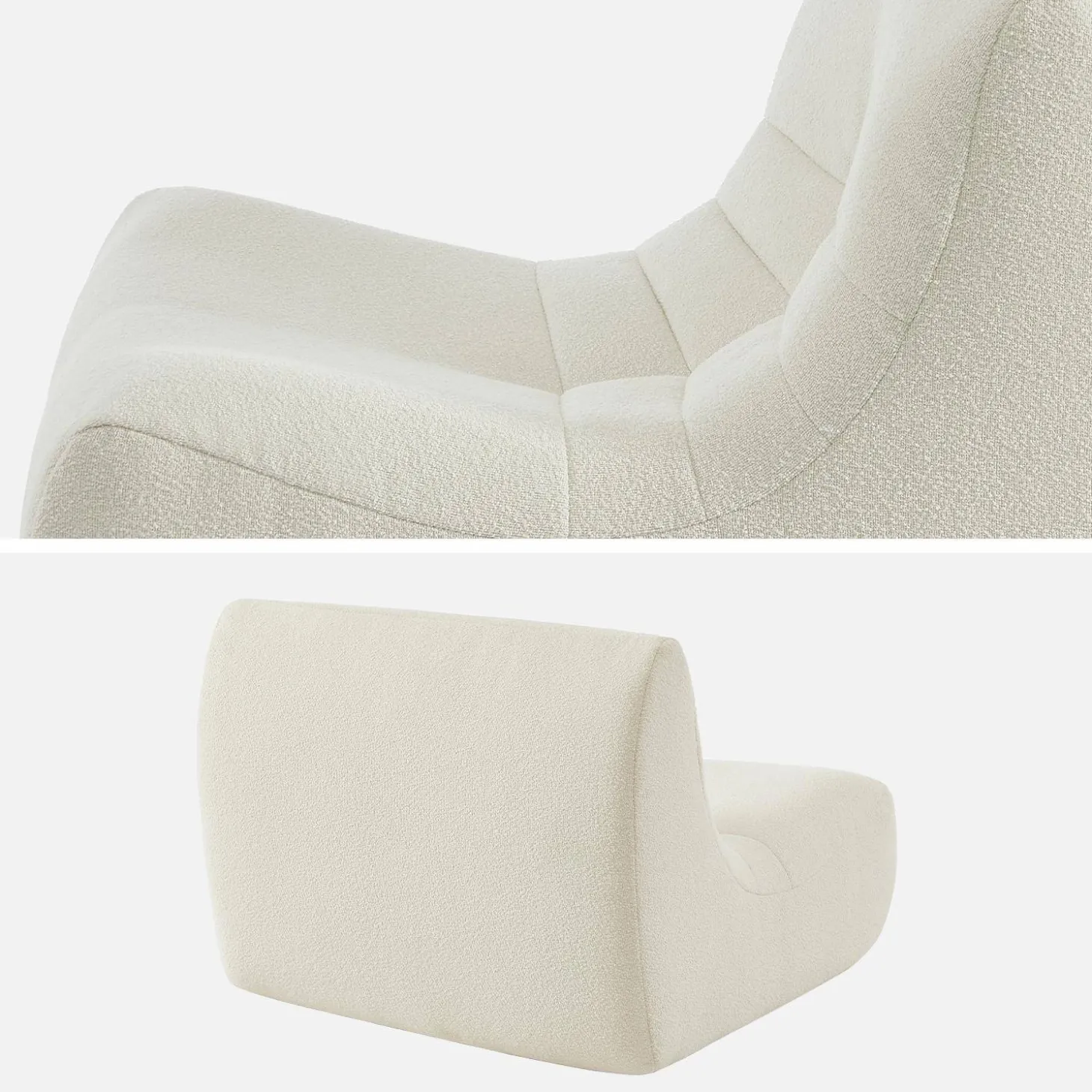 Pair of 1-seater armchairs in boucle fabric