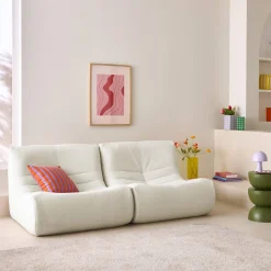 Pair of 1-seater armchairs in boucle fabric