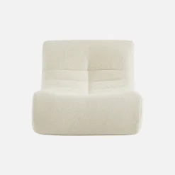 Pair of 1-seater armchairs in boucle fabric