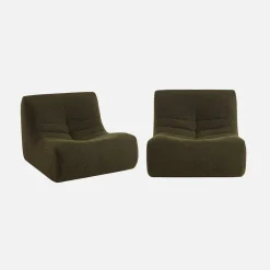 Pair of 1-seater armchairs in boucle fabric
