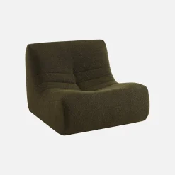 Pair of 1-seater armchairs in boucle fabric
